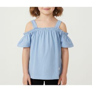 Blue Off the Shoulder Halter Shirt Blouse Top 7 For All Mankind Girls sz 6